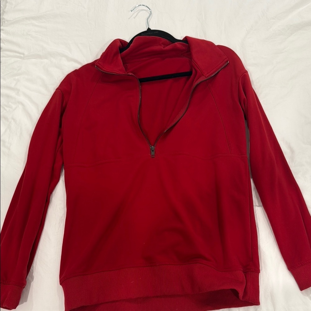 Red Half-Zip Pullover